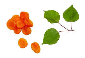 Dried apricots isolated on white background, contour