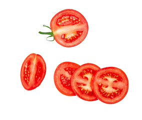 Tomato slices isolated on a white background, contour