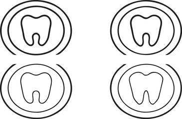 Tooth Icon Set Minimalist Vector Four Shapes Flat Dental Symbol Collection