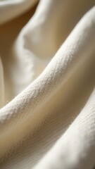 White fabric with a pattern of small dots. The fabric is folded and has a shiny appearance