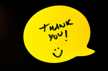 Yellow Emoji with “Thank You” Text on Black Background.