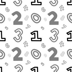 Number pattern seamless on white background.