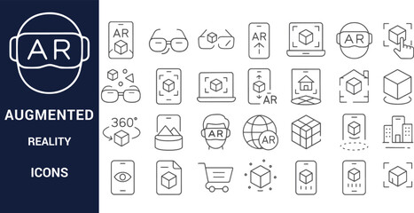Augmented Reality AR Icons A Comprehensive Set of Line Icons for UI Design