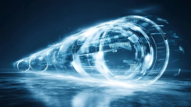 Futuristic energy tunnel animation with energy tunnel effects and glowing energy tunnel structure in motion