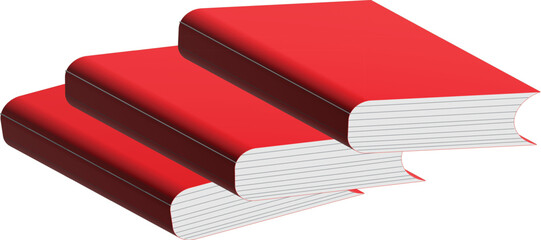 Stack of Three Crimson-Colored Books Ready for Reading and Learning