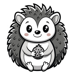 Adorable cartoon hedgehog holding a berry cute animal illustration
