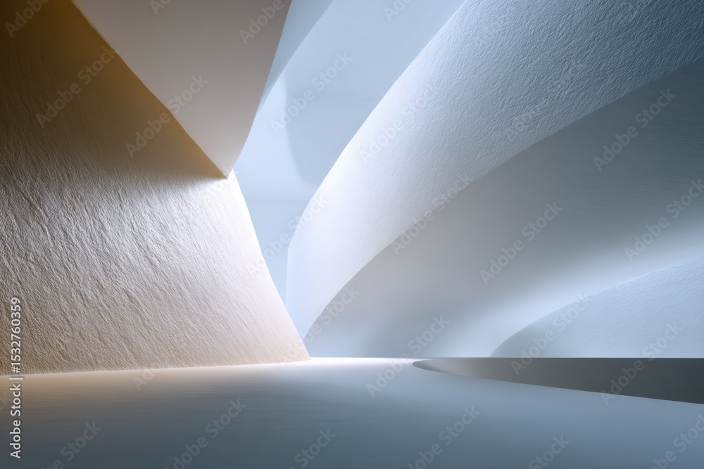 Aufkleber abstract architecture with curved walls and soft lighting, representing modern design and innovative