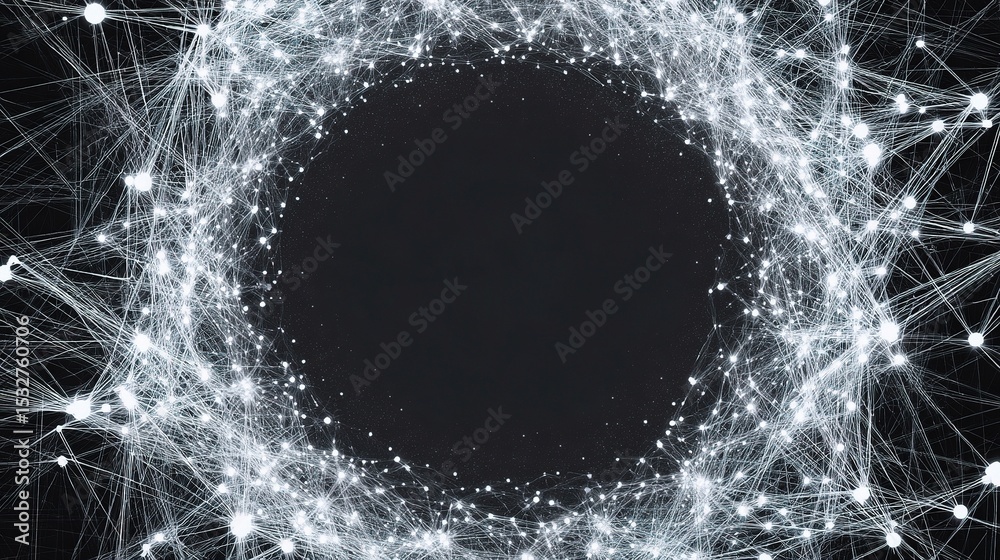 Poster abstract technology network background with white nodes and lines