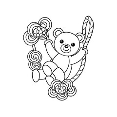 Obraz premium Bear Swinging in a Tulip Chair Drawing