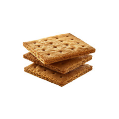 Stack of Three Golden Graham Crackers on White Background