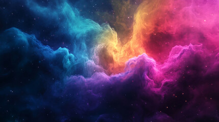 Fototapeta premium Vibrant Cosmic Cloudscape A Stunning Display of Colorful Nebulae and Distant Stars in the Vast Expanse of Space, Background Image, Wallpaper, ai Generated