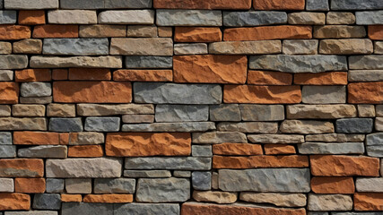Fototapeta premium Textured Stacked Stone Wall with Mixed Natural Colors 