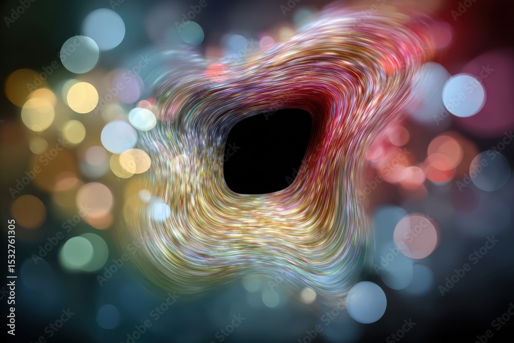 Aufkleber Abstract Wormhole With Glowing Particles and Dark Center, Representing Innovation and Technological Advancement in Digital Transformation Projects : Generative AI