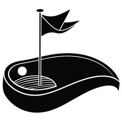 Fototapeta premium Miniature Golf Course Hole Icon Simple Black Silhouette Design