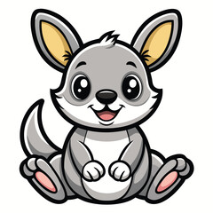 Adorable cartoon kangaroo sitting happily illustration