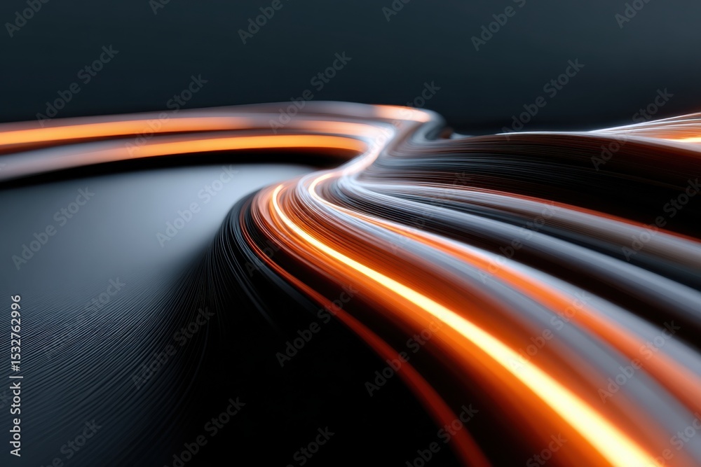 Poster Abstract Glowing Lines on Dark Surface, Representing Connectivity and Technological Innovation in Modern Business Solutions and Digital Transformation : Generative AI