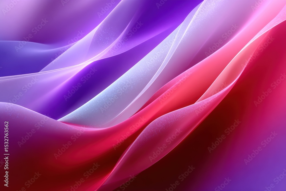 Poster abstract flowing ribbons in purple and red, suggesting fluidity and digital transformation for moder