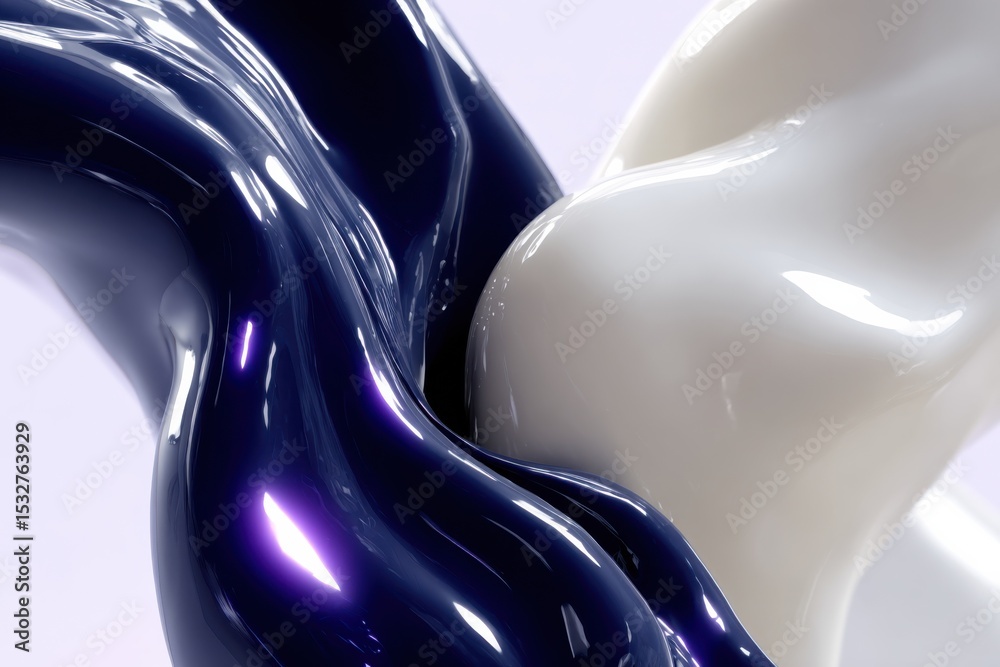Aufkleber Abstract Intertwined Shapes in Blue and White, Symbolizing Connection and Innovation for Product Design and Creative Solutions : Generative AI