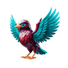 Fototapeta premium Stylized 3D bird with vibrant colors and wings spread for artistic representation