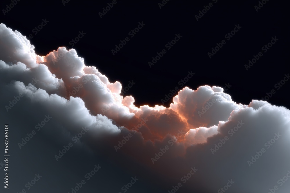 Poster dramatic clouds illuminated from behind against dark sky, symbolizing hope and overcoming challenges