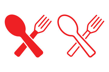 Fork, knife and plate icons set