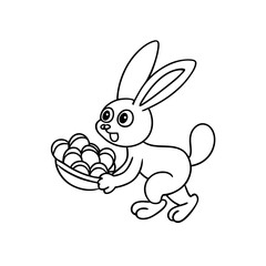 Obraz premium Cute Bunny Catching Jellybeans Outline