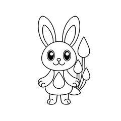 Obraz premium Bunny Catching Tulip Petals Coloring Page
