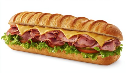 Delicious Ham and Cheese Sandwich on Toasted Bread with Fresh Lettuce and Tomato