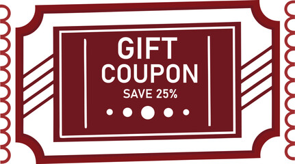 Elegant Gift Coupon Design with Discount Offer and Decorative Border, Stylish Promotion for Savings with a Festive, Eye catching Maroon and White Theme, Modern Marketing Tool