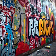 Naklejka premium 그래피티 벽면graffiti wall