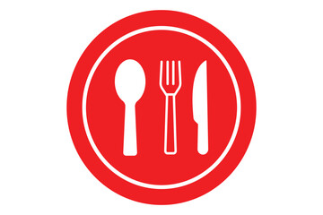 Fork, knife and plate icons set