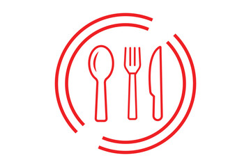Fork, knife and plate icons set