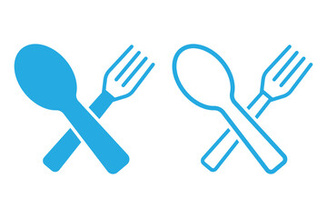 Silverware solid monochrome icon set. Fork, Spoon