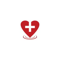 Vector icon of heart with plus sign, element for health template