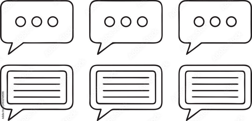 Poster chat bubble icon set vector minimalist communication symbol for messages customer chat support or ui