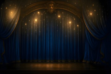 Blue curtain stage