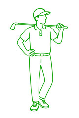 Golf Player Club Rest on Shoulder – Casual standing pose, club across shoulders