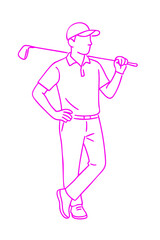 Golf Player Club Rest on Shoulder – Casual standing pose, club across shoulders