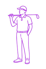 Golf Player Club Rest on Shoulder – Casual standing pose, club across shoulders