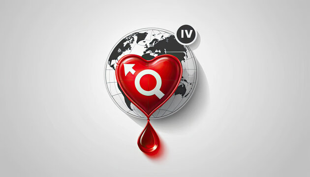 Celebrate World Blood Donor Day with a powerful graphic Global blood donation awareness world map blood drop, transparent background