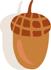 Obraz premium Two flat vector acorns are overlapping on transparent background, showing grid-patterned caps