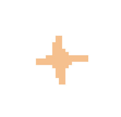 Blocky pixel-art cross floating on transparent background, showing stepped edges, peach-orange tone