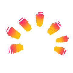 Abstract gradient brush strokes floating on transparent background, radiating sun motif, copy space