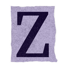 stylized uppercase Z is being shown on torn lavender paper, flat design, transparent background