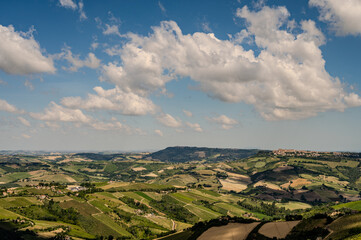 Marche. Spectacular summer landscape of the Marche hills. View from Ripatransone