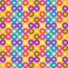 A vibrant repeating pattern of multicolored concentric circles arranged in a grid on a light purple background