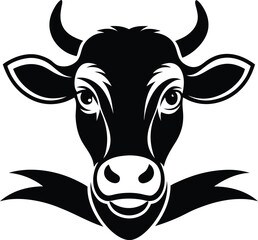 A collection of stylized cow head illustrations, showcasing different poses and a clean, graphic aesthetic