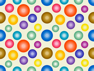 Colorful concentric circles pattern on a light background, featuring multiple vibrant hues arranged in a seamless, playful design.
