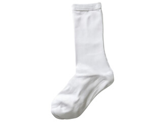 Single white crew sock isolated on black background, Isolated On Transparent Background