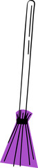 Flat design broom is showing black handle with purple fanned bristles on transparent background